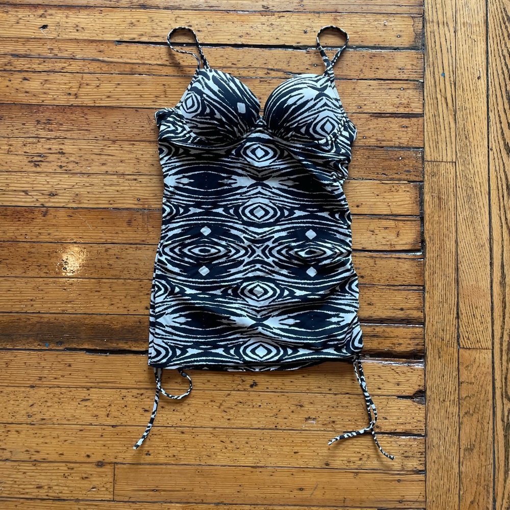 Love Your Assets by Spanx Drawstring Tankini Zebra Size Medium
